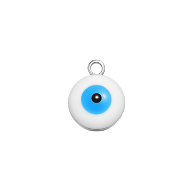 Silver White Evil Eye Charm