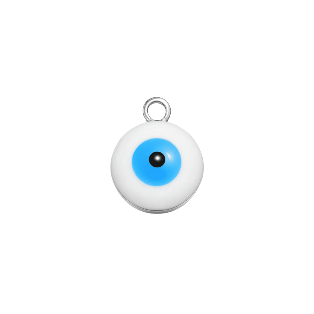 Silver White Evil Eye Charm - Luisa Luxe gold jewellery
