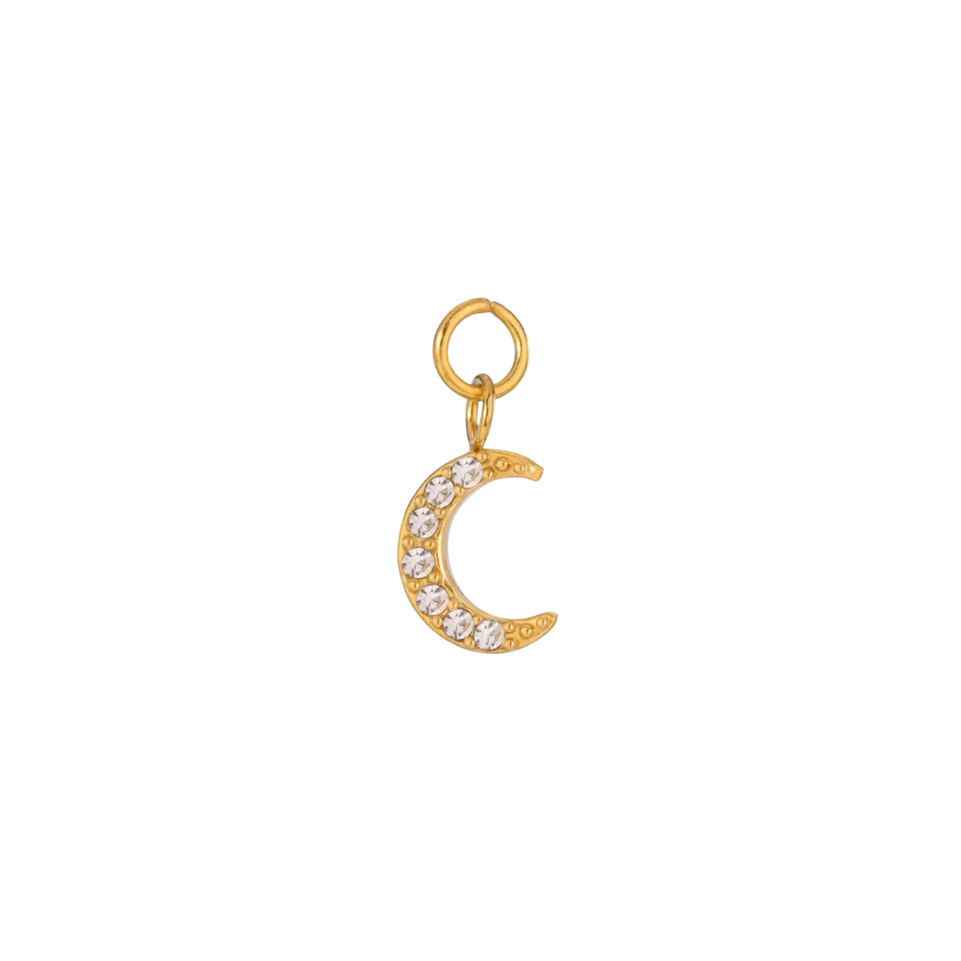Sparkling Moon Charm - Luisa Luxe gold jewellery