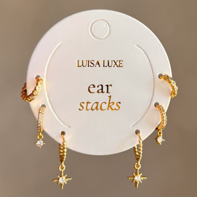 Alita, Leni & Marla Earring Stack - Luisa Luxe gold jewellery