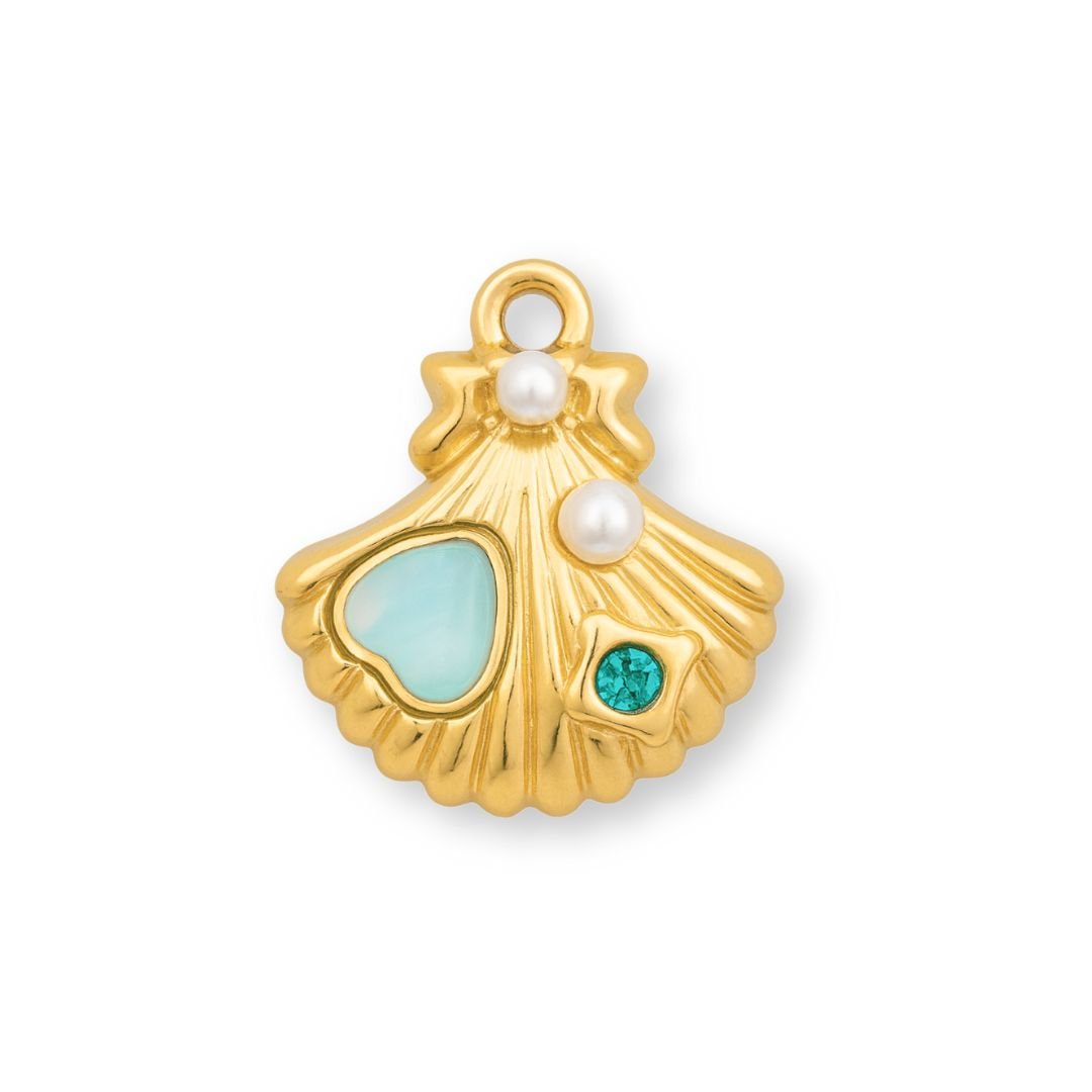 Blue Mermaid Shell Charm - Luisa Luxe gold jewellery
