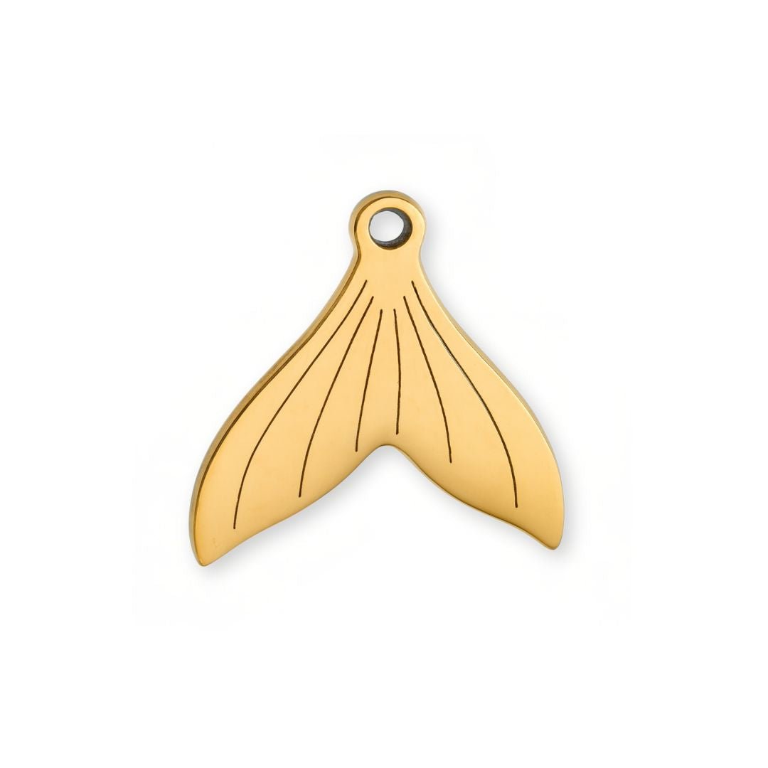 Etched Whale Tail Charm - Luisa Luxe gold jewellery