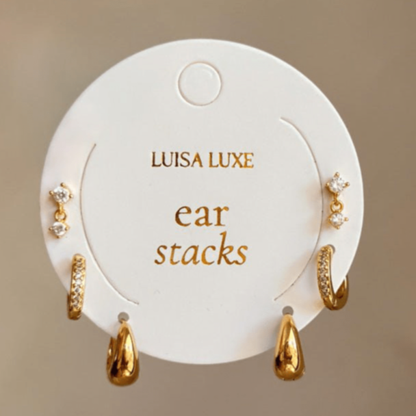 Hallie, Chey & Abby Earring Stack - Luisa Luxe gold jewellery