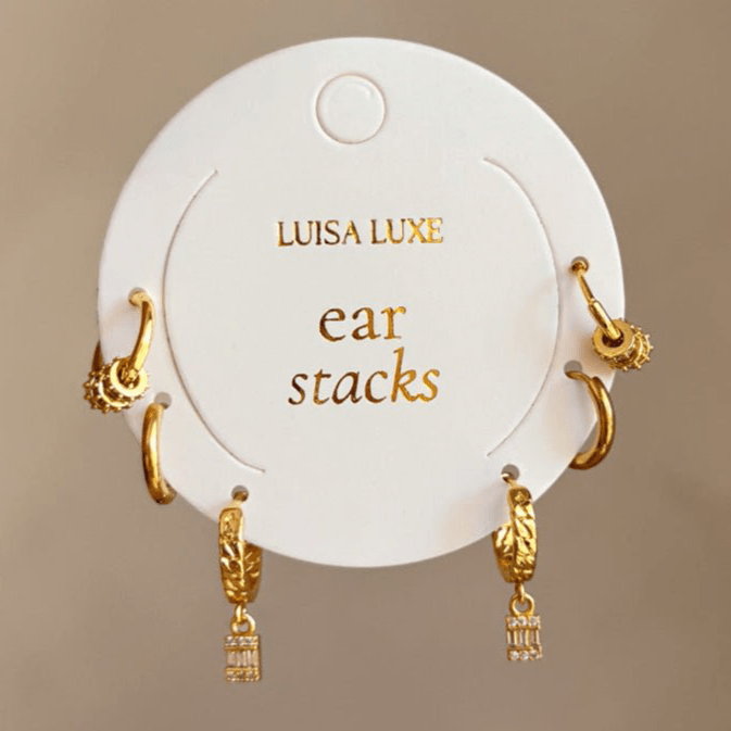 Liz, Dolly & Sara Earring Stack - Luisa Luxe gold jewellery