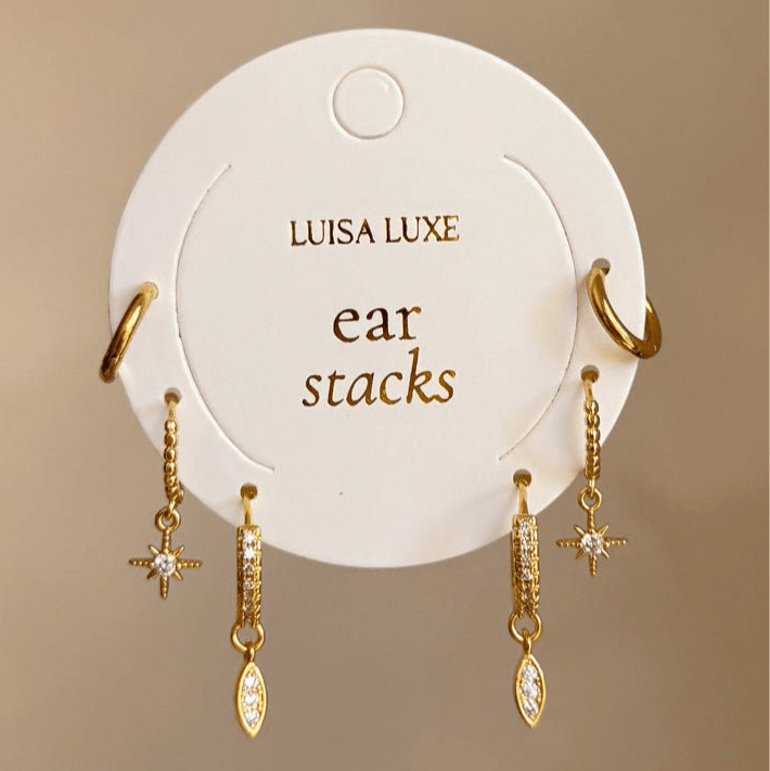 Petal, Alita & Dolly Earring Stack - Luisa Luxe gold jewellery