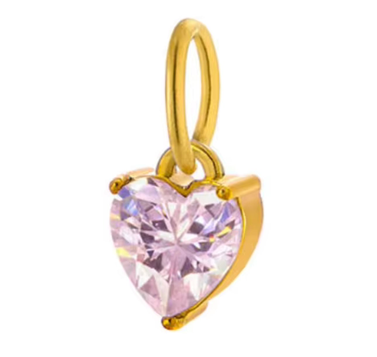 Pink Diamond Heart Charm - Luisa Luxe gold jewellery