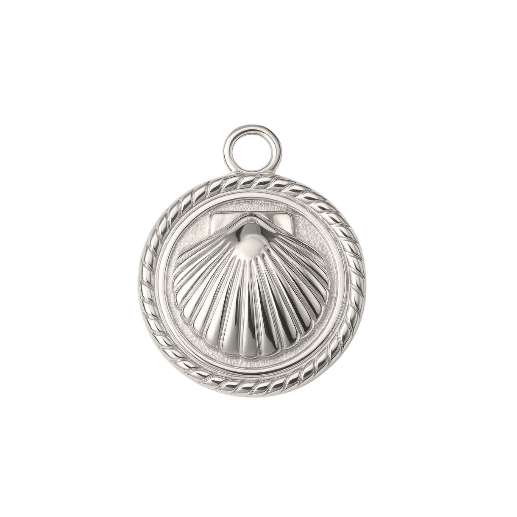 Silver Shell Medallion Charm - Luisa Luxe gold jewellery
