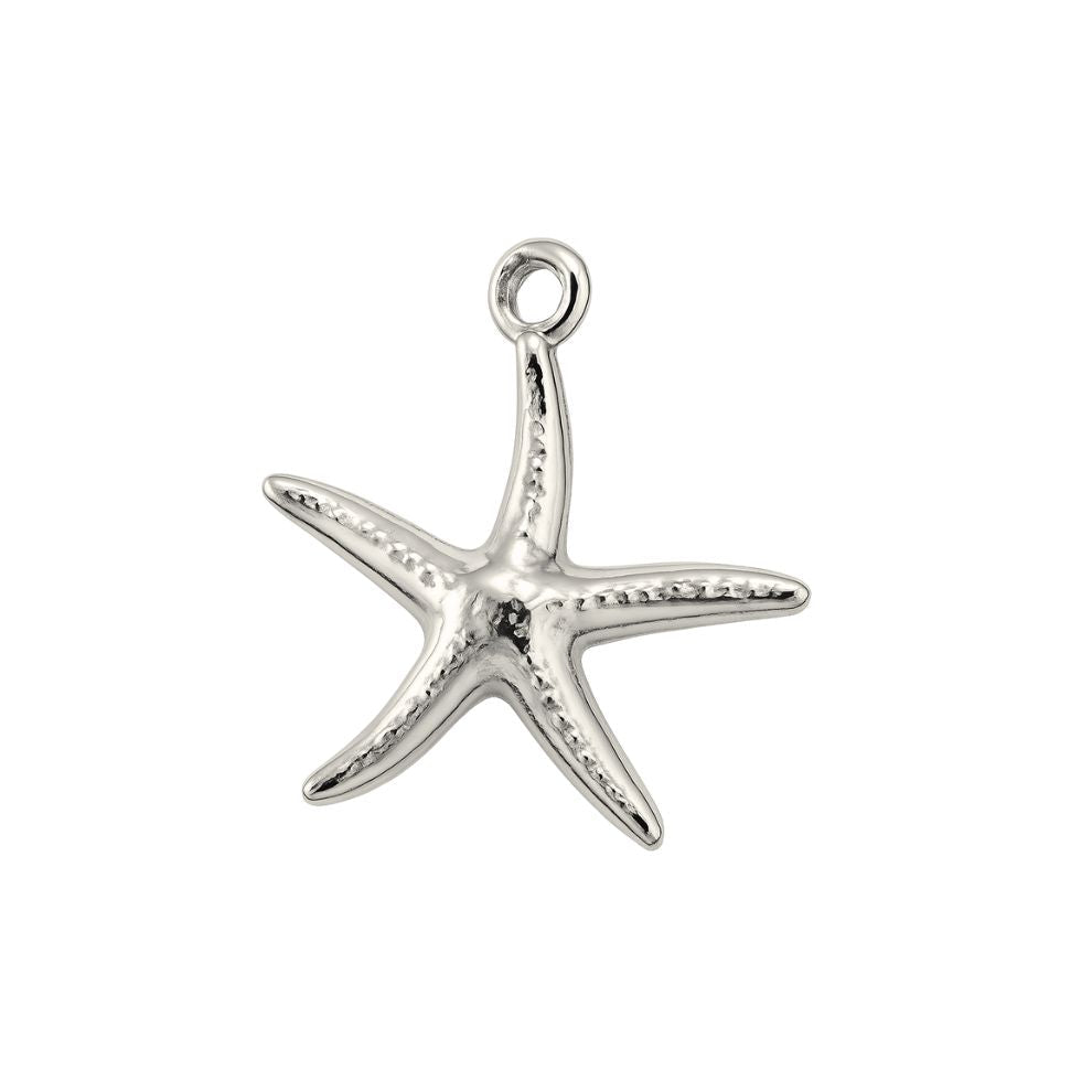 Silver Textured Starfish Charm - Luisa Luxe gold jewellery